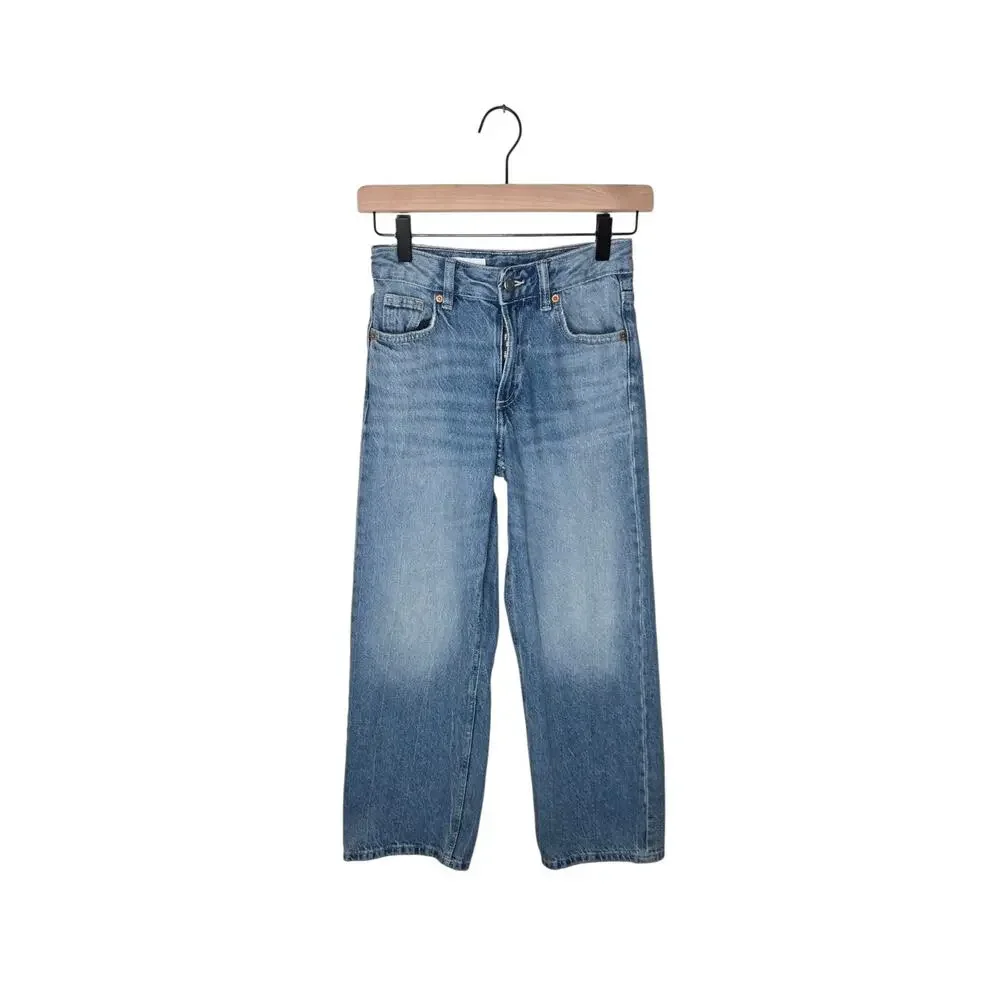 ZARA Kid’s Faded Wide Leg Blue Jeans Size 11-12Y